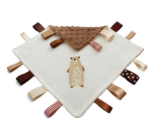 Personalised Baby Tag Comfort Blanket Mountain Bear Satin Etsy