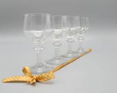 Vintage wine glasses set, french vintage glasses, blown glasses set of 4 pieces, french vintage glassware, french antique faceted glasses