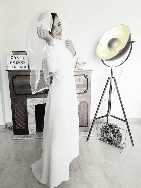 Vintage Wedding Dress French Wedding Dress Vintage White Etsy