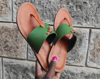 dark green flat sandals