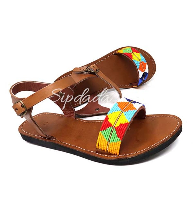 Multicolored sandals Maasai sandals | Etsy