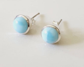 Larimar studs earrings 925 silver,Larimar studs,Larimar silver studs earrings, Larimar stone earrings, gemstone studs, silver earrings