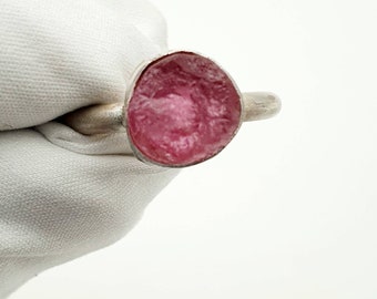 Anel de rubi cru prata 925, anel de rubi genuíno, anel de rubi cru natural, anéis de cristal, anéis de pedras preciosas, anéis de prata, anéis feitos à mão, anel de pedras preciosas cruas