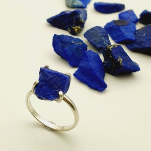 Raw Lapis lazuli Ring 925 silver, genuine lapis lazuli rings,rough lapis rings,handmade lapis ring, lapislazuli rings,genuine lapis rings