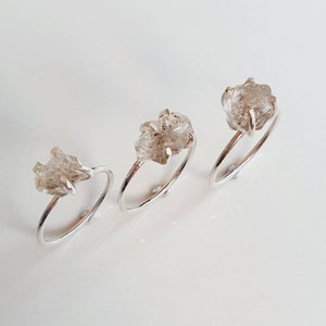 Minimalist herkimer Diamond Quartz Ring 925 silver, raw herkimer Rings ,diamond quartz  ring, Crystal rings, gemstone rings, silver rings
