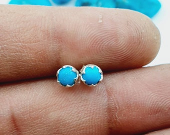 Turquoise studs 925 silver, Turquoise earrings,genuine turquoise studs,sleeping beauty turquoise earrings,minimalist studs,turquoise  studs