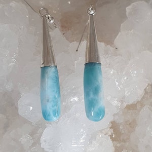 Larimar earrings 925 silver,Larimar drop earrings,Larimar silver earrings, Larimar gemstone earrings,long earrings, silver drop earrings