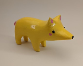 Dog Fox Sculpture - Yellow Dog figurine - Mini Cute Dog Sculpture