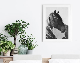 Horse Print, Photography Black and White Wall Art, Digital Download, Printable Horse Art, Black and White Horse Photo, Large Wall Art Print