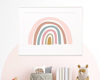 Rainbow Wall Art Print ~ Printable Digital Download ~ Girls Bedroom or Nursery Decor Poster
