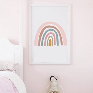 Rainbow Print - PRINTABLE WALL ART -  Girls Bedroom Decor, Digital Download, Large Poster, Pink and Yellow Baby Girl Nursery Room