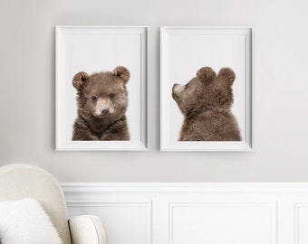 Baby Bear Print Set of 2 ~ Nursery Wall Art ~ Woodland Animal Posters ~ Printable Instant Downloadable ~ White Background