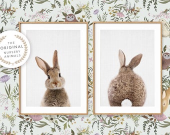 Bunny Print Set of 2 ~ Printable Wall Art ~ Nursery Wall Art ~ Woodland Baby Animal Posters ~ Instant Downloadable ~ Gender Neutral