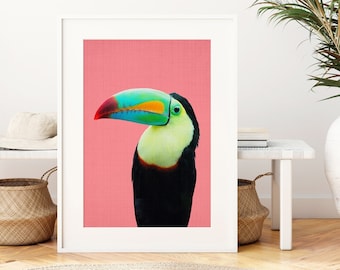 Toucan Wall Art Print ~ Printable Digital Download ~ Bright Colourful Decor ~ Tropical Bird Picture ~ Large Poster