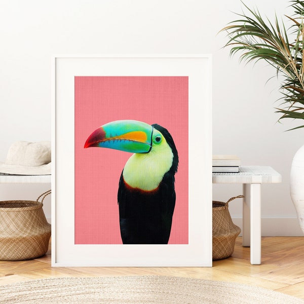 Tukan Wand Kunst ~ druckbarer digitaler Download ~ Buntes Dekor ~ Tropisches Vogel Bild ~ großes Poster