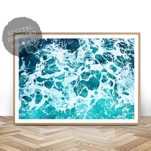 Ocean Art Print, Digital Download, Coastal Beach Decor, Large Printable Wall Art, Beach Art Poster, Ocean Water, Minimalist Ocean Art Print
