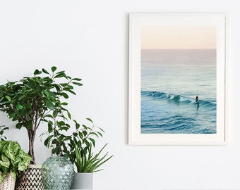 Ocean Print, Surfing - Printable Wall Art - Australian Beach Poster, Surf Photography, Sunrise, Sunset, Coastal Decor