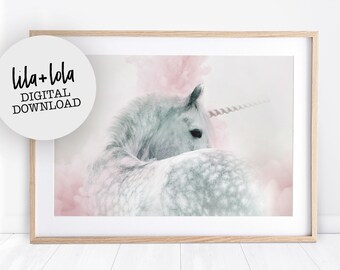 Black White Unicorn Bohemian Wall Print Flowers Art Printable Nersury Fairy Animals Minimalist Modern Girls Room Decor Girlly Poster