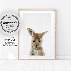 Kangaroo Print, Australian Animal Wall Art - Printable Digital Download - Cute Joey