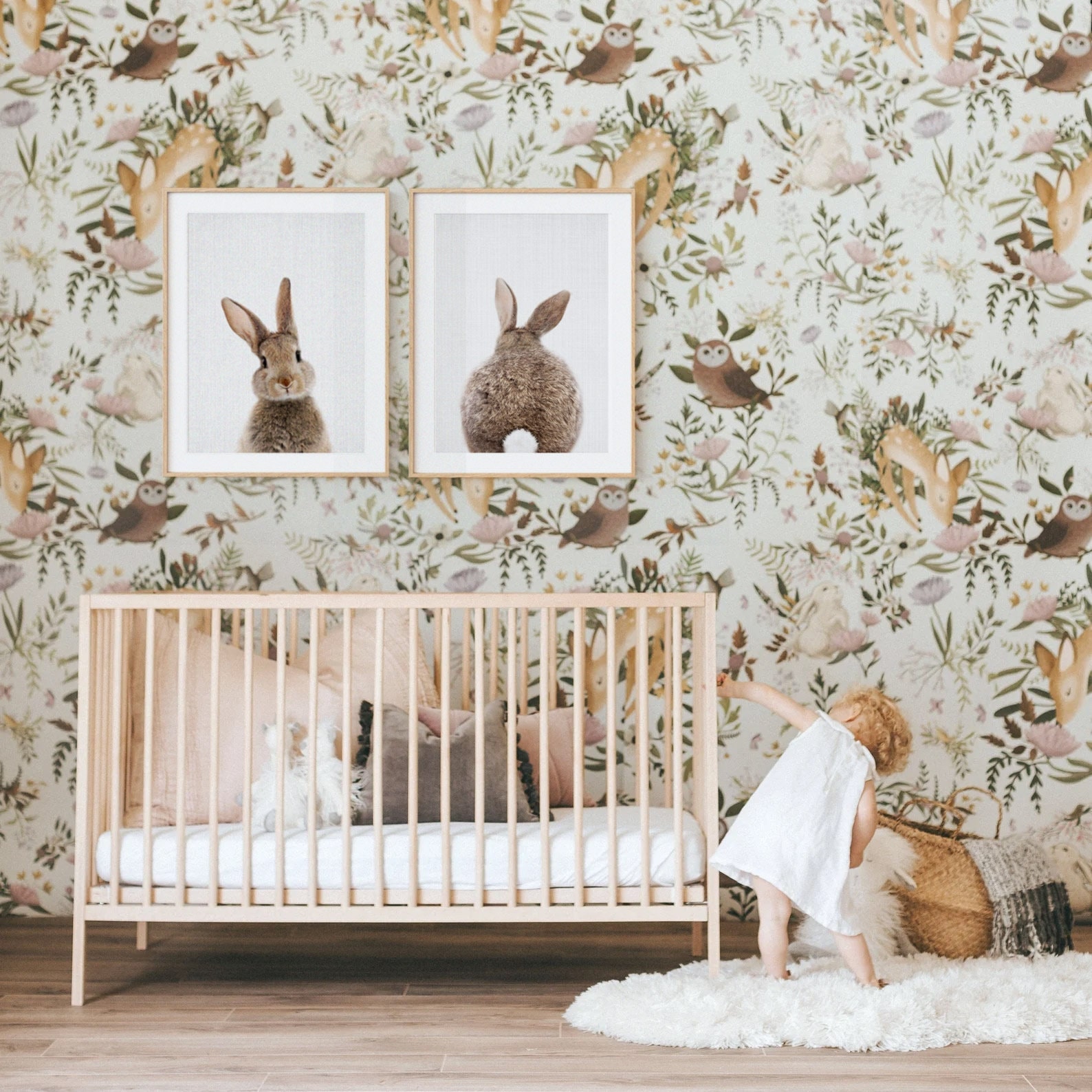 Bunny Print Set of 2 ~ Nursery Wall Art ~ Kids Baby Animal Posters ~ Printable Instant Digital Downloadable ~ Grey Background