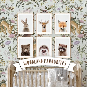 Woodland Nursery Wall Art Prints, Baby Animal Decor Set, Forest Creatures Poster, Gender Neutral Kids Room, Printable Baby Shower Gift
