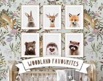 Woodland Kinderzimmer Wand Kunst Drucke ~ Baby Wald Tier Dekor ~ Printable Digital Download