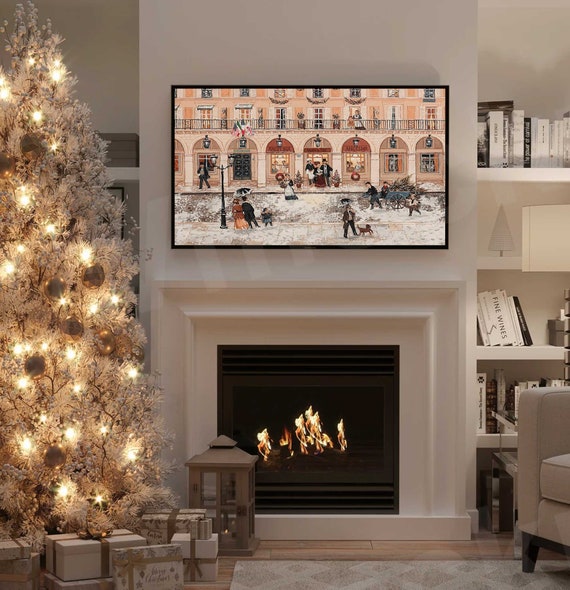 Samsung Frame TV Art, Christmas Village in Paris (digital Download