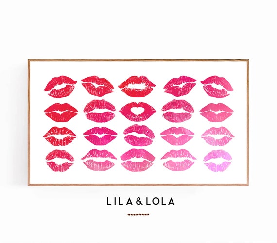 Samsung Frame TV Art ~ Valentines Day ~ Lipstick Kisses ~ Modern Minimalist ~ Digital Download