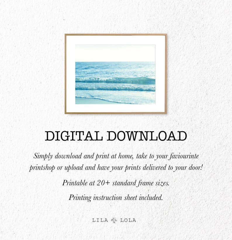 Beach Wall Art Print, Coastal Photography, Printable Digital Download, Large Wall Art, Ocean Water Waves, Minimalist Beach image 5