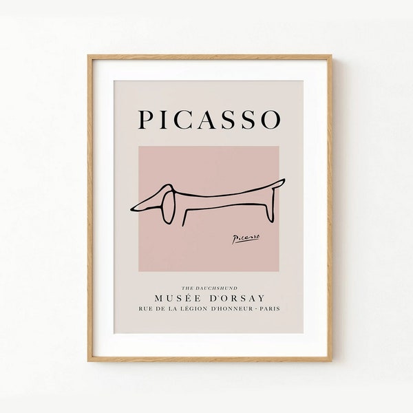 Picasso Poster ~ Dog, The Dachshund ~ Line Art Drawing ~ Exhibition Print ~ Printable Digital Download