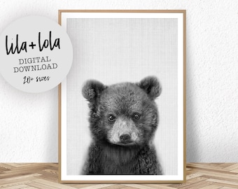 Baby Bear Print: Black and White Nursery Decor (Digital Download)