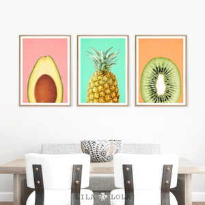 Kiwi Fruit Slice Print, Kitchen Wall Art Decor, Printable Digital Download, Large Poster, Orange and Green, Tropical Kiwi Fruit Slice Decor zdjęcie 2