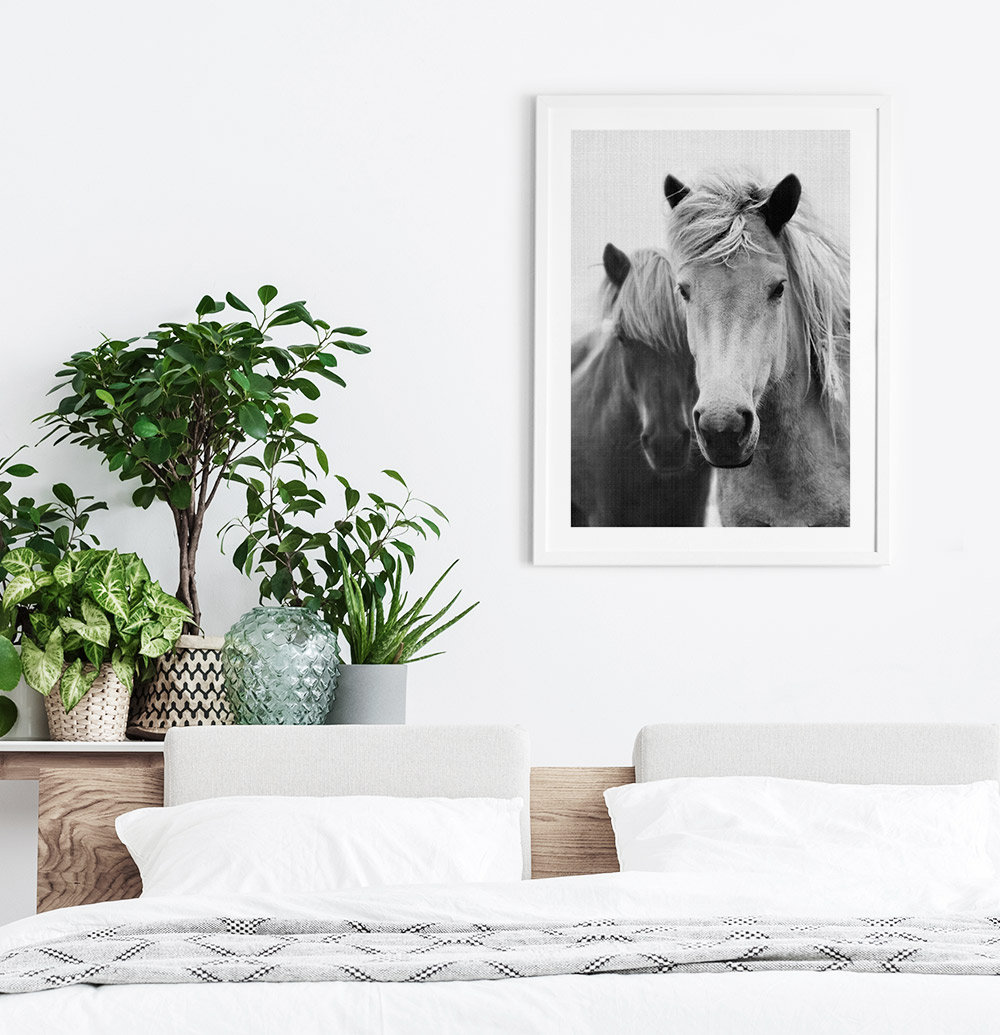 Horse Wall Art Print Photography Black and White Digital | Etsy