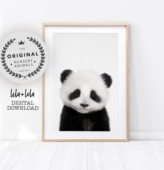 Baby Panda Print Nursery Animal Printable Wall Art Kids Etsy