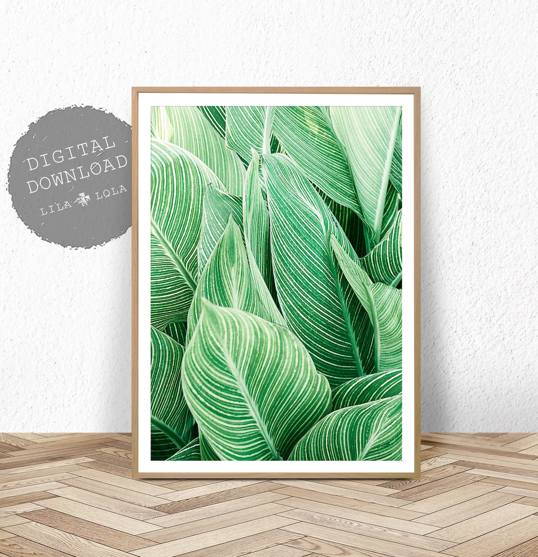 Tropical Plant Wall Art, Leaf Print, Printable Digital Download, Large