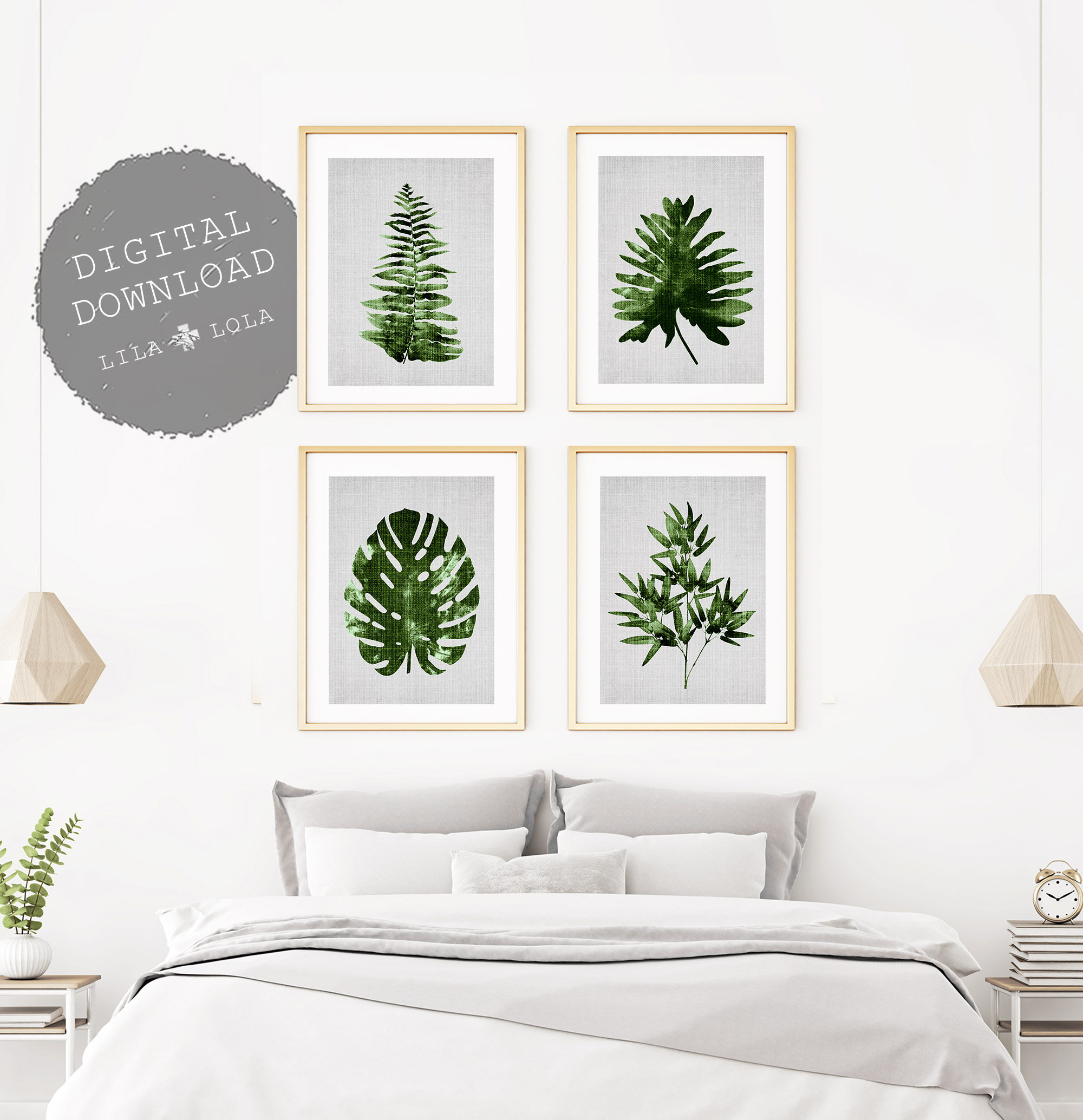 Botanical Print Set Leaf Wall Art Of 4 Printable Digital Botanical Print Set Leaf Wall Art Of 4 Printable Digital Tropical Monstera Bamboo Fern Palm Modern