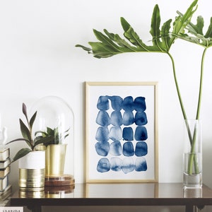 Navy Blue Abstract Print Printable Wall Art Watercolour Brush Stroke Painting Large Artwork Poster Digital Download image 2