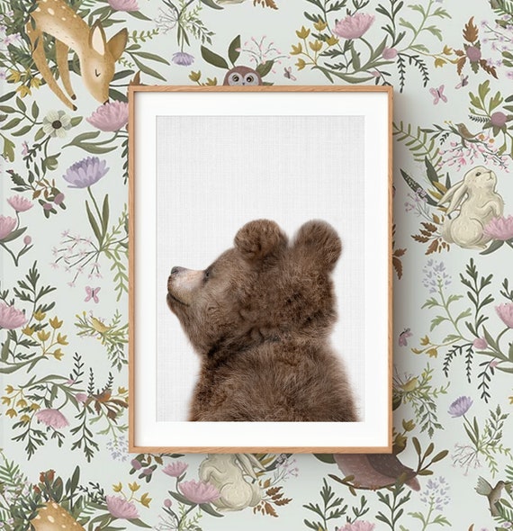 Baby Bear Print - Nursery Woodland Wall Art Decor ~ Rear Back View Baby Animal Poster ~ Printable Digital Download