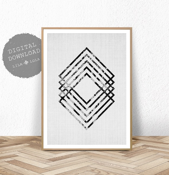 Geometric Print, Scandinavian Wall Art, Black and White Abstract, Printable Digital Download, Large Poster, Modern Minimalist, Scandi Decor