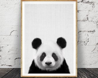 Panda Print, Nursery Wall Art Decor, Black and White Animal, Printable Poster, Kids Room, Digital Download, Modern Minimalist, Photo