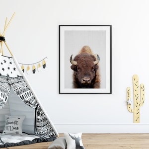 Buffalo Print, Bison Photo, Printable Poster, Instant Digital Download, Boys Room Decor, Nursery Animal, Modern Minimalist, Photography image 2