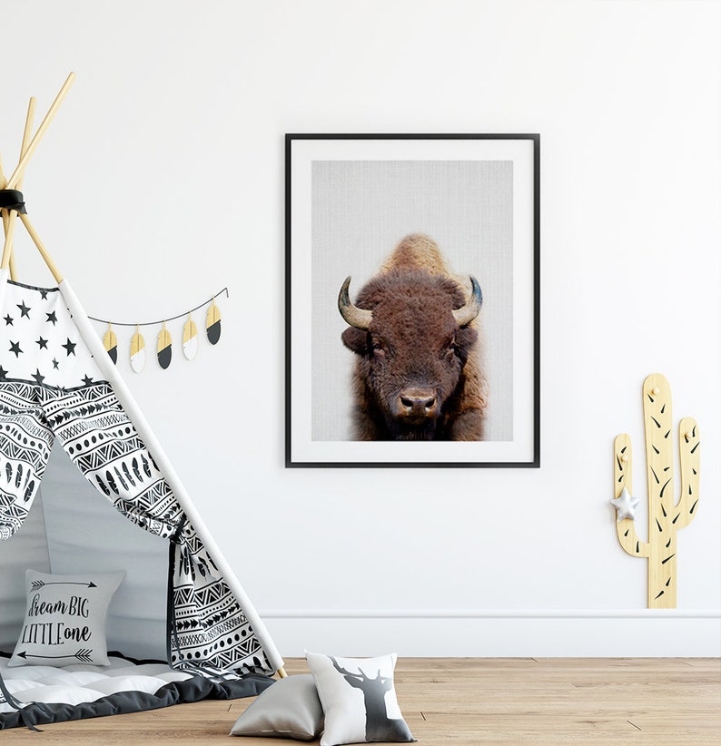 Buffalo Print, Bison Photo, Printable Poster, Instant Digital Download, Boys Room Decor, Nursery Animal, Modern Minimalist, Photography image 2