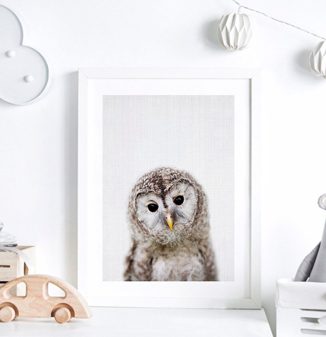 Owl Print Nursery Wall Art Decor Woodland Animals Baby | Etsy