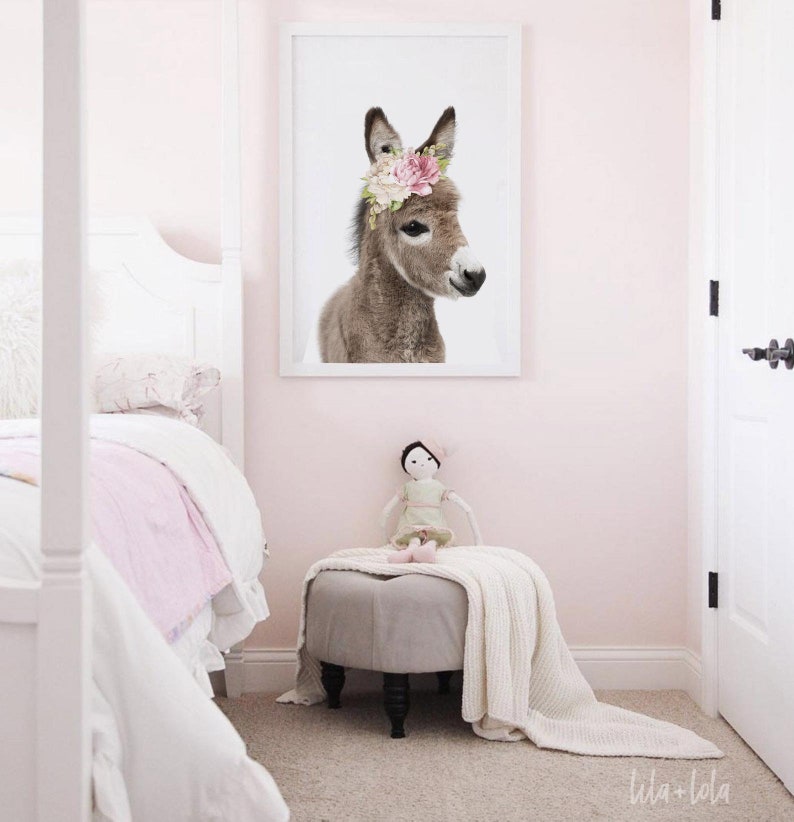 Baby Donkey Wall Art Print Nursery Decor Farm Animal With Etsy
