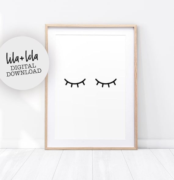 Eyelash Print, Nursery Wall Art, Eyelashes Poster, Girls Room Decor, Printable Digital Download, Black and White, Kids Bedroom, Minimalist