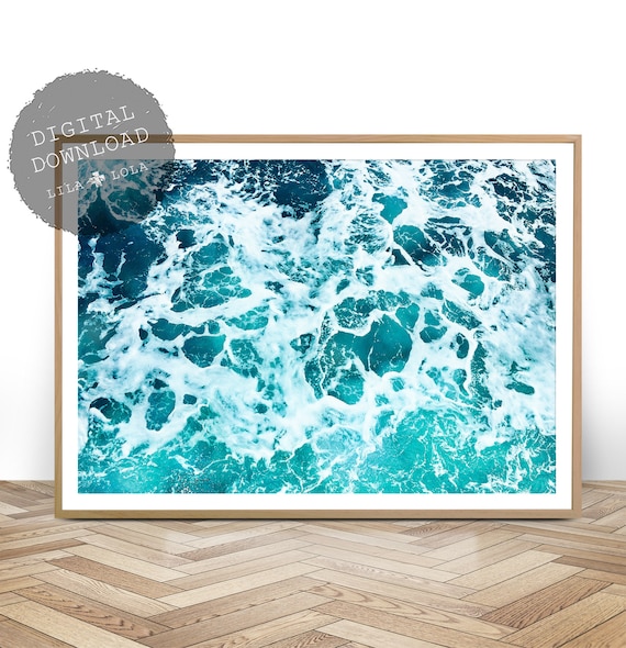 Ocean Art Print, Digital Download, Coastal Beach Decor, Large Printable Wall Art, Beach Art Poster, Ocean Water, Minimalist Ocean Art Print