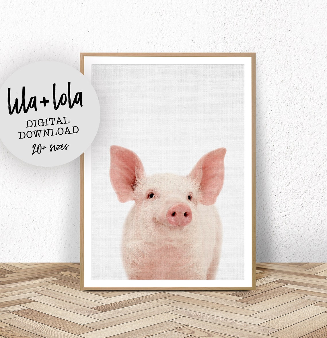 Farm Animal Print Farmhouse Printable Pig Wall Art Nursery | Etsy