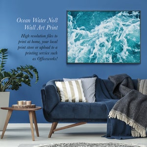 Ocean Art Print, Digital Download, Coastal Beach Decor, Large Printable Wall Art, Large Ocean Water Photography, Modern Minimalist Waves image 2