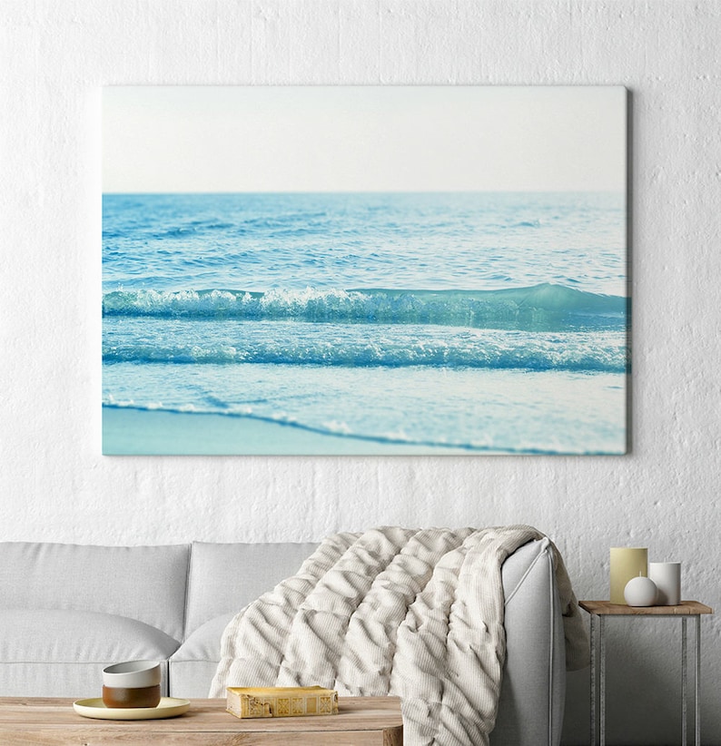 Beach Wall Art Print, Coastal Photography, Printable Digital Download, Large Wall Art, Ocean Water Waves, Minimalist Beach image 4