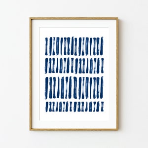 Impressão artística com pinceladas abstratas em azul marinho (download digital)